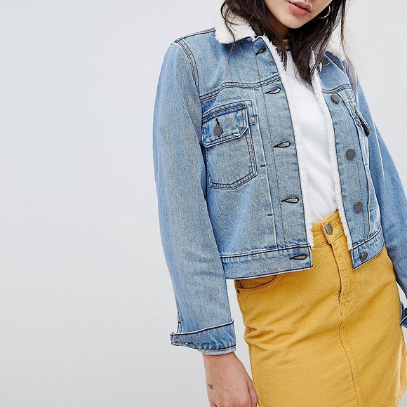ASOS denim sherpa fleece collar jacket - Picture 9 of 12